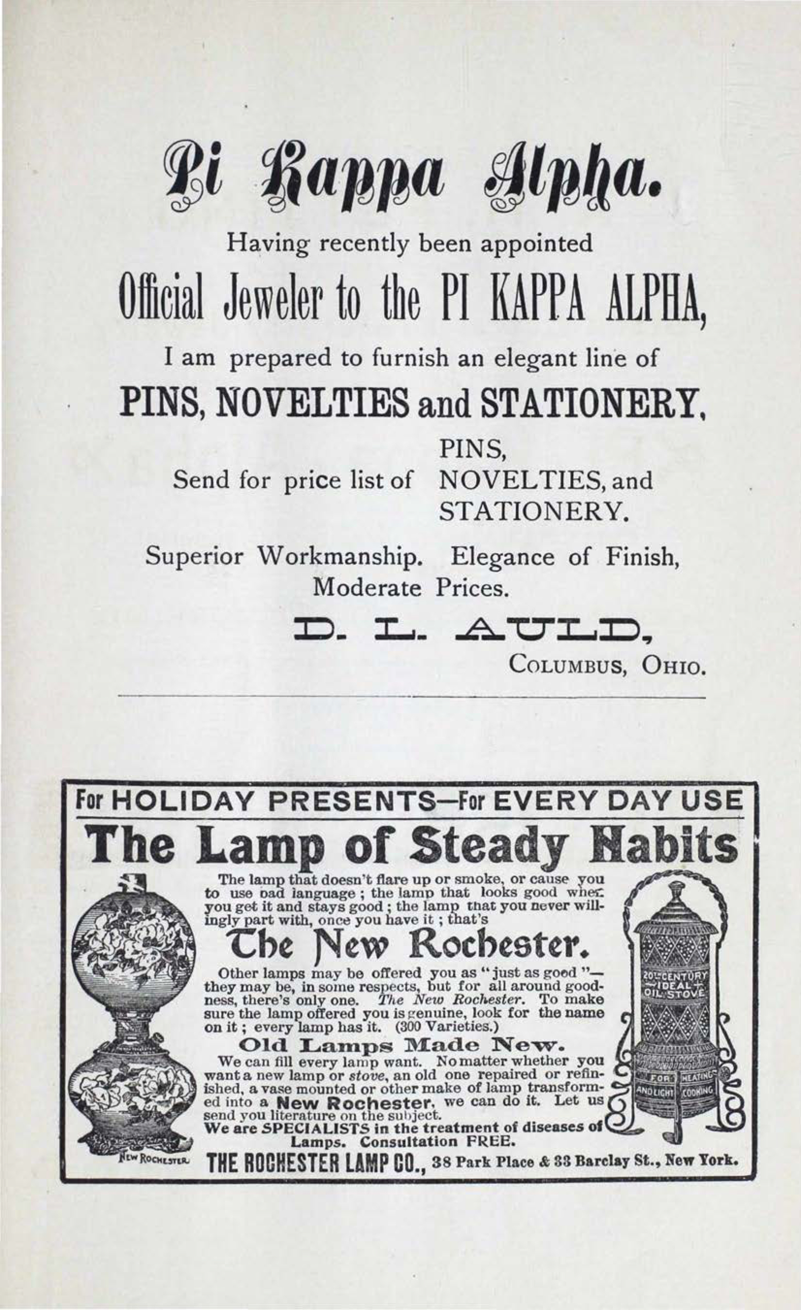 The Rochester Lamp Co. Advertisement, February 1901